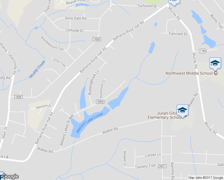 map of restaurants, bars, coffee shops, grocery stores, and more near 1845 Mallard Lakes Drive in Winston-Salem