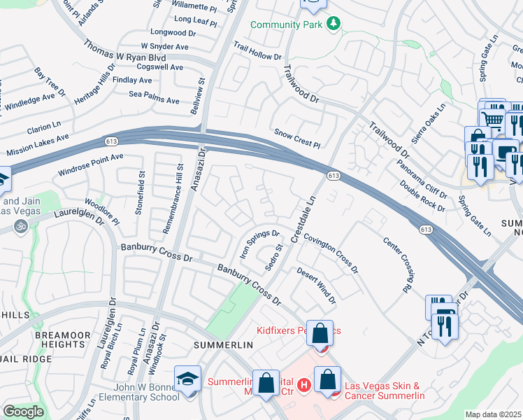 map of restaurants, bars, coffee shops, grocery stores, and more near 10224 Penrith Avenue in Las Vegas