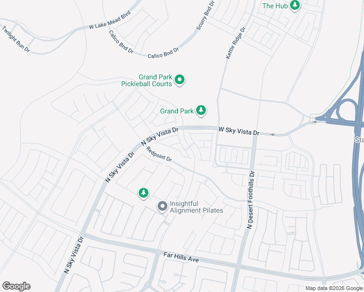 map of restaurants, bars, coffee shops, grocery stores, and more near Parker Mesa Street in Las Vegas
