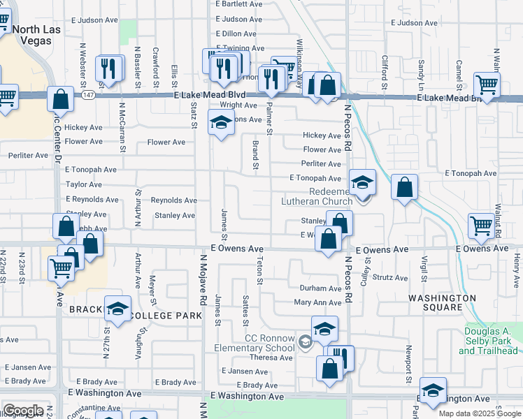 map of restaurants, bars, coffee shops, grocery stores, and more near 3220 Reynolds Avenue in North Las Vegas