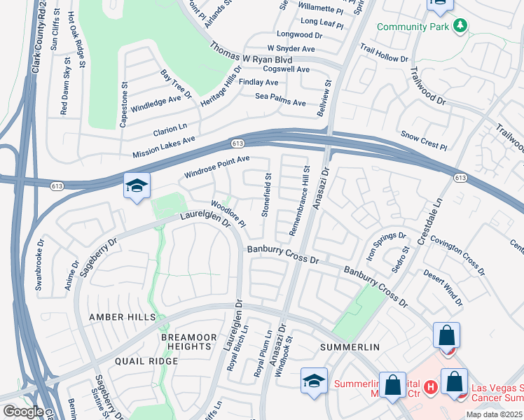map of restaurants, bars, coffee shops, grocery stores, and more near 1617 Stonefield Street in Las Vegas