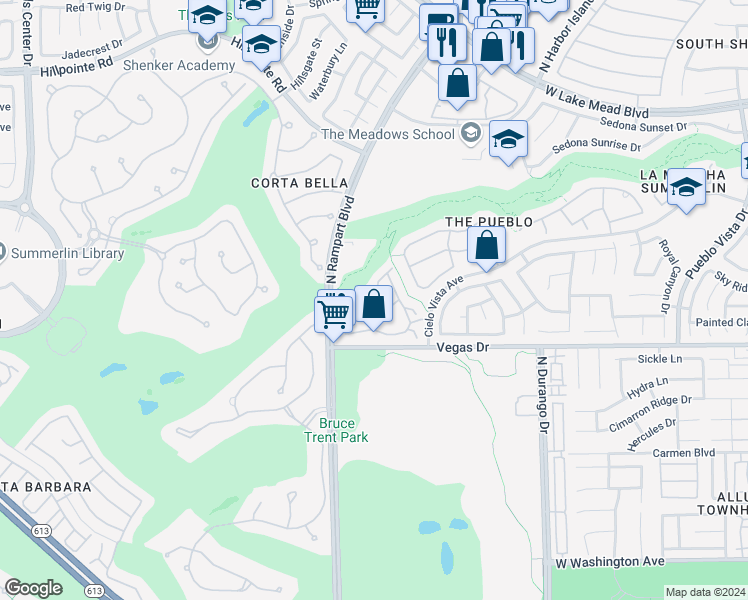 map of restaurants, bars, coffee shops, grocery stores, and more near 1713 Sky of Red Drive in Las Vegas