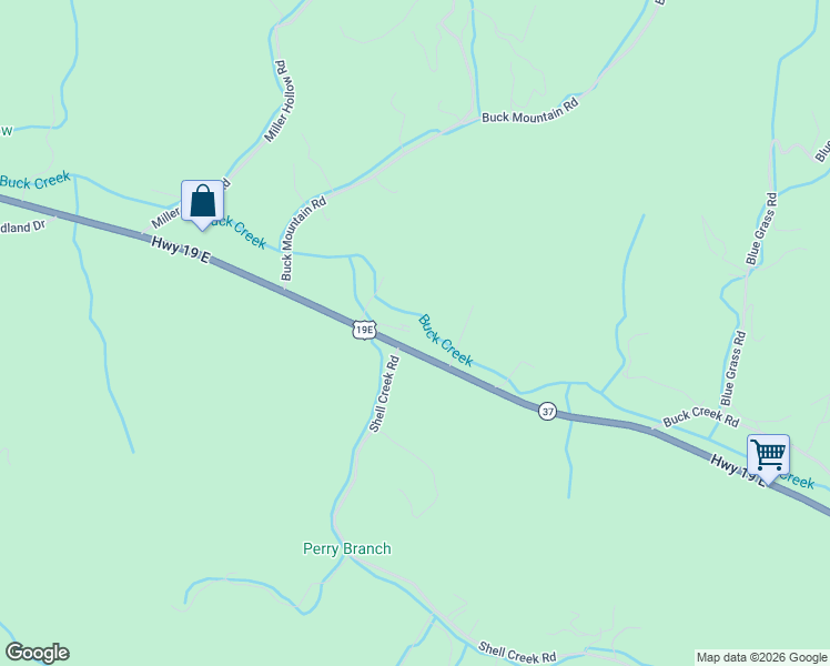 map of restaurants, bars, coffee shops, grocery stores, and more near 8267 U.S. 19E in Roan Mountain