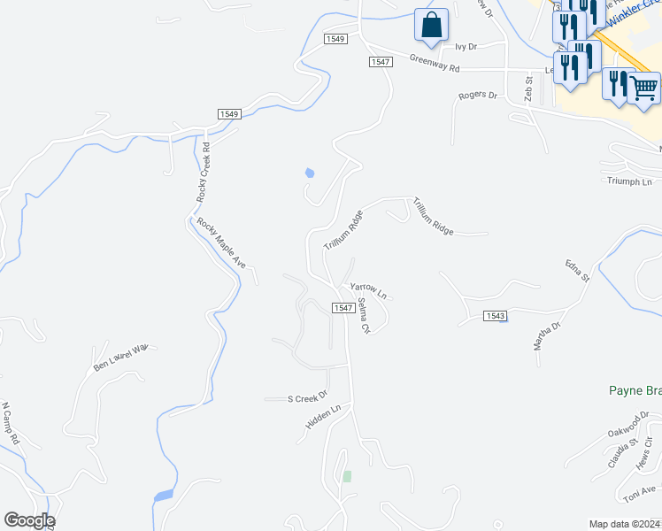 map of restaurants, bars, coffee shops, grocery stores, and more near 146 Trillium Ridge in Boone
