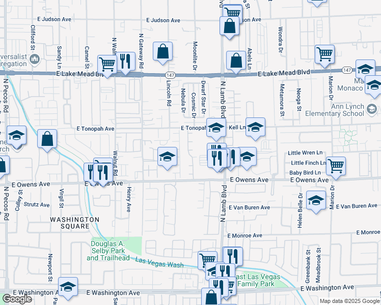 map of restaurants, bars, coffee shops, grocery stores, and more near 4161 Queen Isabel Court in Las Vegas