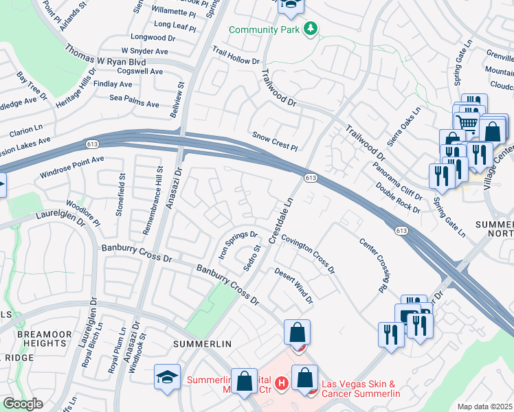 map of restaurants, bars, coffee shops, grocery stores, and more near 1604 Queen Victoria Street in Las Vegas