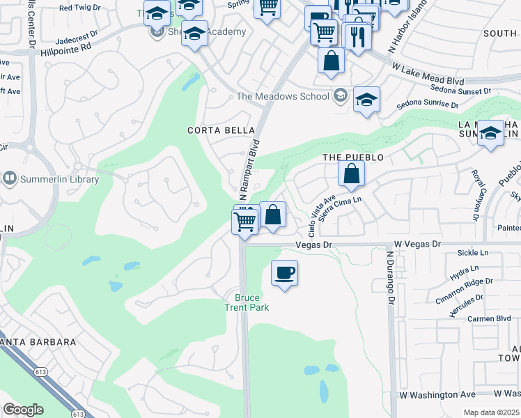 map of restaurants, bars, coffee shops, grocery stores, and more near 8720 Red Rio Drive in Las Vegas