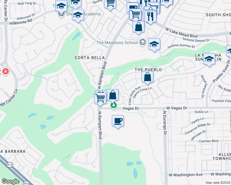 map of restaurants, bars, coffee shops, grocery stores, and more near 1708 Sky of Red Drive in Las Vegas