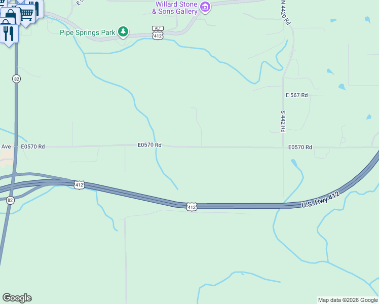 map of restaurants, bars, coffee shops, grocery stores, and more near 6562 E0570 Road in Locust Grove