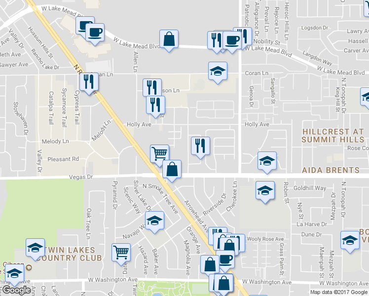 map of restaurants, bars, coffee shops, grocery stores, and more near 1717 Ferrell Street in Las Vegas