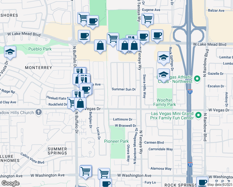 map of restaurants, bars, coffee shops, grocery stores, and more near 7424 Queen Palm Drive in Las Vegas