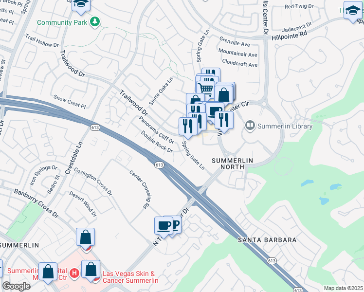map of restaurants, bars, coffee shops, grocery stores, and more near 1704 Eagle Peak Way in Las Vegas