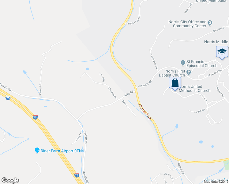 map of restaurants, bars, coffee shops, grocery stores, and more near 106 Cheshire Drive in Andersonville