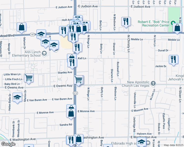 map of restaurants, bars, coffee shops, grocery stores, and more near 1685 Cozy Corner Street in Las Vegas