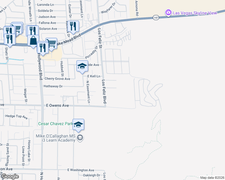 map of restaurants, bars, coffee shops, grocery stores, and more near 7157 Polita Court in Las Vegas