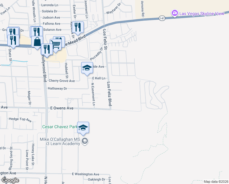 map of restaurants, bars, coffee shops, grocery stores, and more near 7157 Polita Court in Las Vegas