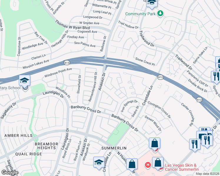 map of restaurants, bars, coffee shops, grocery stores, and more near 1708 Pacific Sandstone Pl in Las Vegas