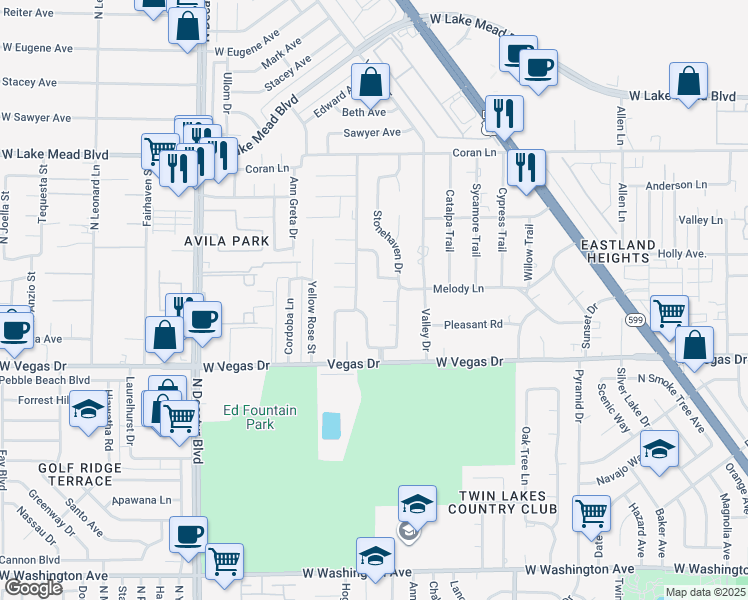 map of restaurants, bars, coffee shops, grocery stores, and more near 4228 Blume Cir in Las Vegas