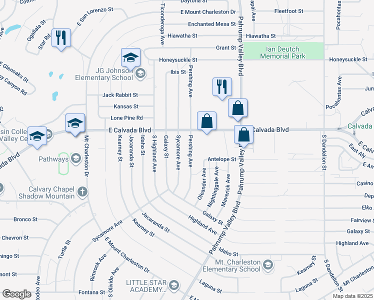map of restaurants, bars, coffee shops, grocery stores, and more near 1990 Pershing Avenue in Pahrump