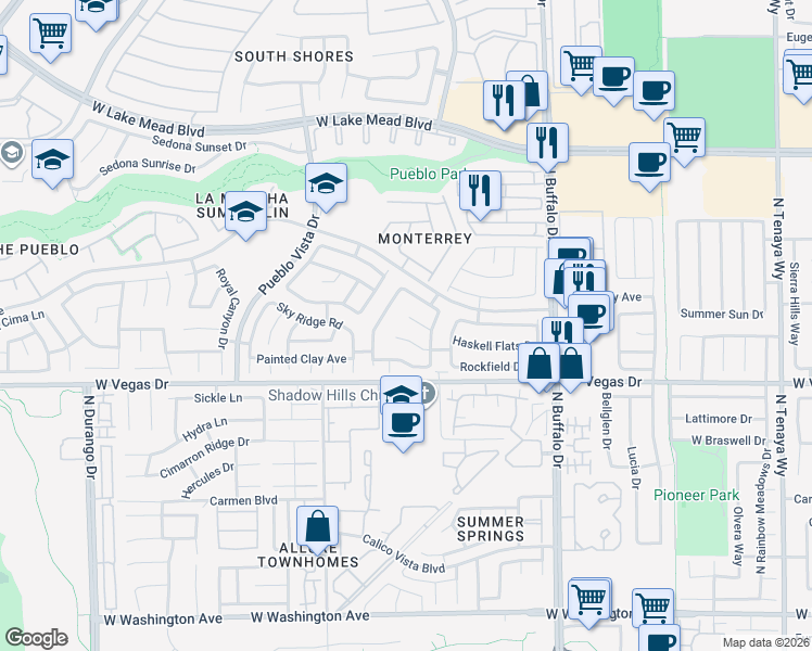 map of restaurants, bars, coffee shops, grocery stores, and more near 7821 Paper Flower Court in Las Vegas