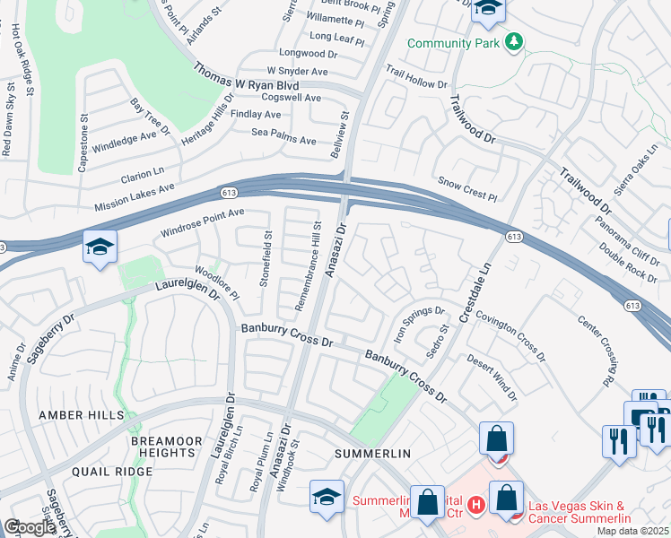 map of restaurants, bars, coffee shops, grocery stores, and more near 10436 Mountain Lodge Place in Las Vegas