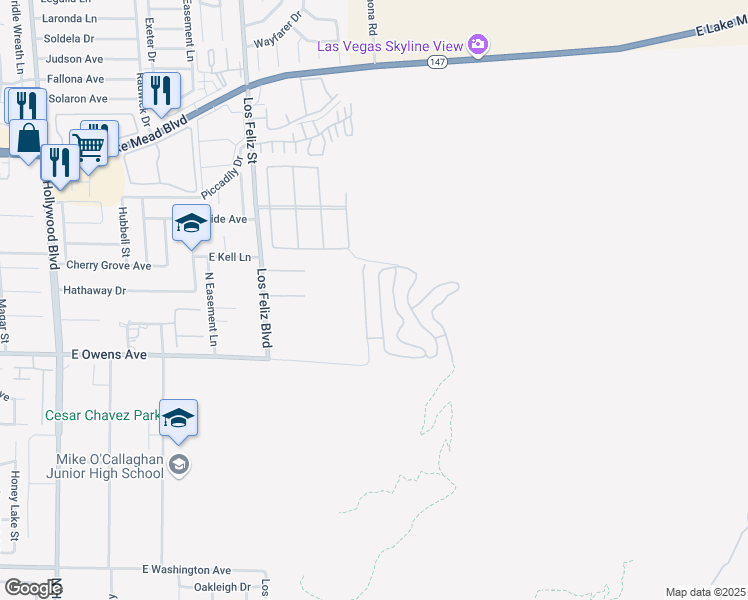 map of restaurants, bars, coffee shops, grocery stores, and more near 1740 Hardrock Street in Las Vegas