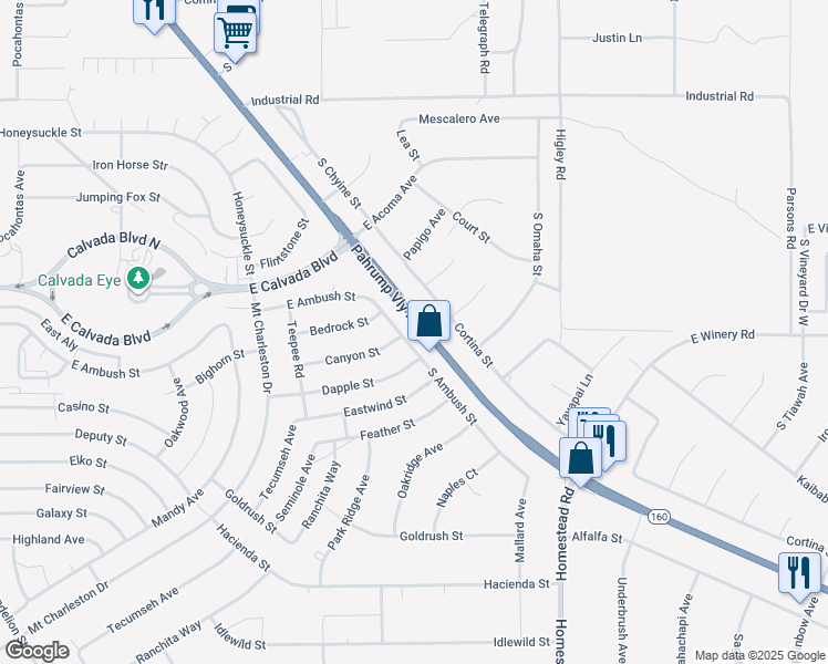 map of restaurants, bars, coffee shops, grocery stores, and more near 1990 Nevada 160 in Pahrump