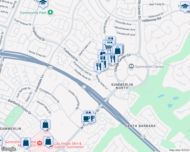 map of restaurants, bars, coffee shops, grocery stores, and more near 1704 Eagle Peak Way in Las Vegas