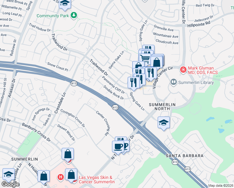map of restaurants, bars, coffee shops, grocery stores, and more near 9736 Double Rock Drive in Las Vegas
