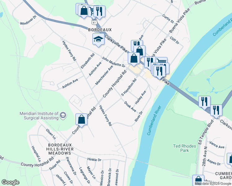 map of restaurants, bars, coffee shops, grocery stores, and more near 3201 Doak Avenue in Nashville