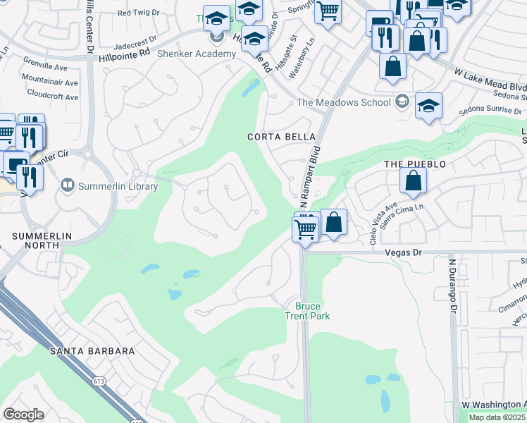 map of restaurants, bars, coffee shops, grocery stores, and more near 8900 Tavistock Court in Las Vegas