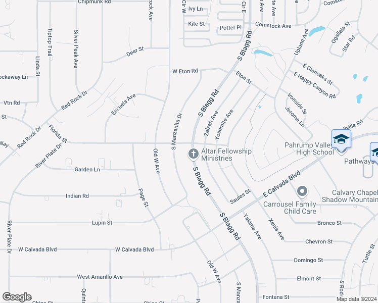 map of restaurants, bars, coffee shops, grocery stores, and more near 1990 South Blagg Road in Pahrump