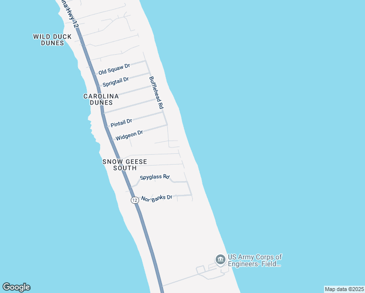 map of restaurants, bars, coffee shops, grocery stores, and more near 169 Bufflehead Road in Kitty Hawk