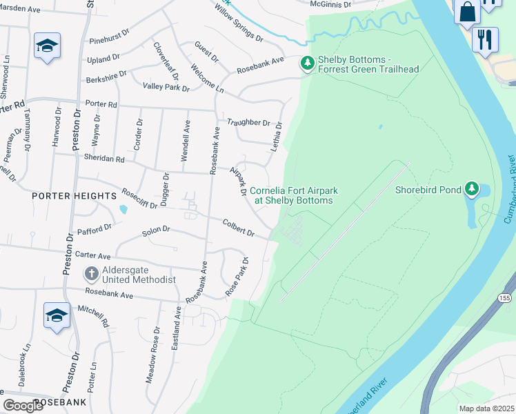 map of restaurants, bars, coffee shops, grocery stores, and more near 2619 Airpark Drive in Nashville