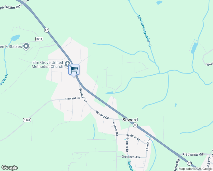 map of restaurants, bars, coffee shops, grocery stores, and more near 5400 Whippers-In Trail in Pfafftown