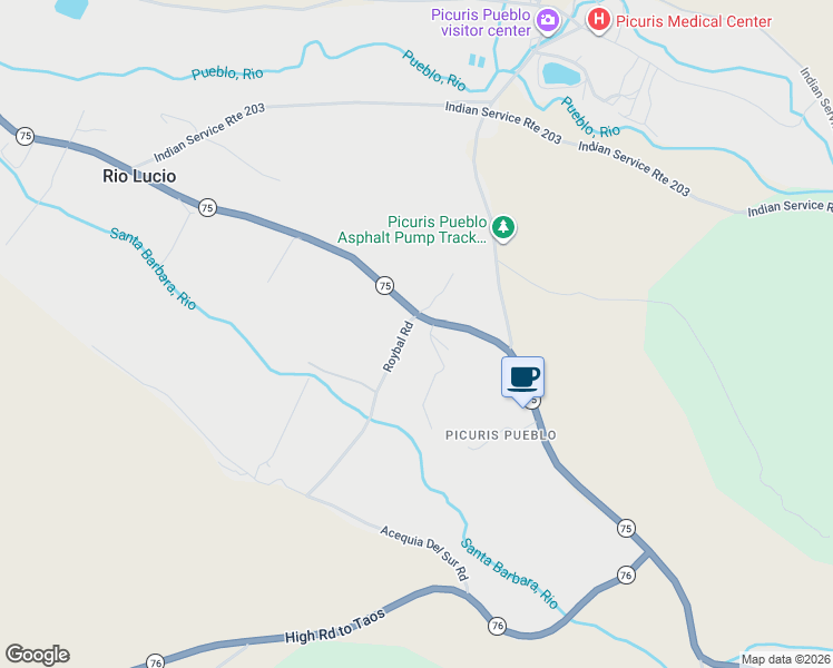 map of restaurants, bars, coffee shops, grocery stores, and more near 1-29 Roybal Road in Peñasco