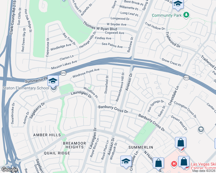 map of restaurants, bars, coffee shops, grocery stores, and more near 1704 Stonefield Street in Las Vegas