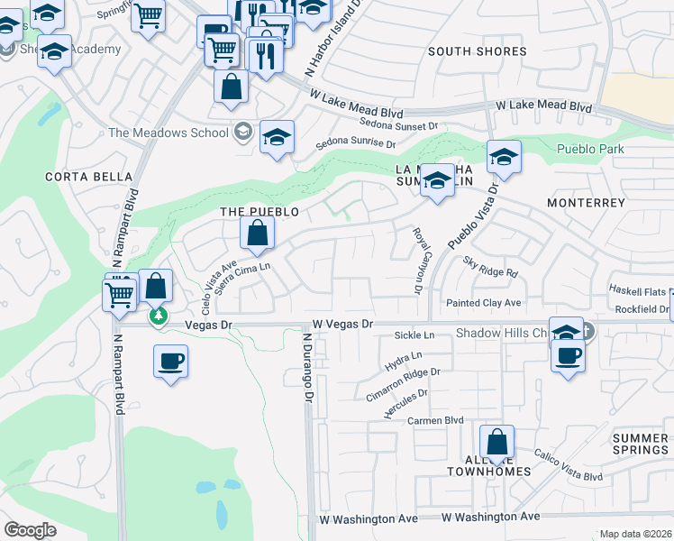 map of restaurants, bars, coffee shops, grocery stores, and more near 1708 Desert Fort Street in Las Vegas