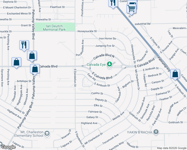 map of restaurants, bars, coffee shops, grocery stores, and more near 1961 East Calvada Boulevard in Pahrump