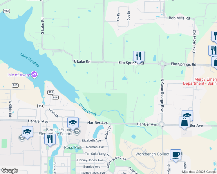 map of restaurants, bars, coffee shops, grocery stores, and more near 1279 Edinburgh Loop in Springdale
