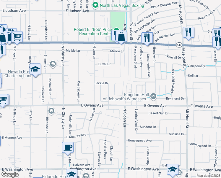 map of restaurants, bars, coffee shops, grocery stores, and more near 1683 Rio Seco Drive in Las Vegas