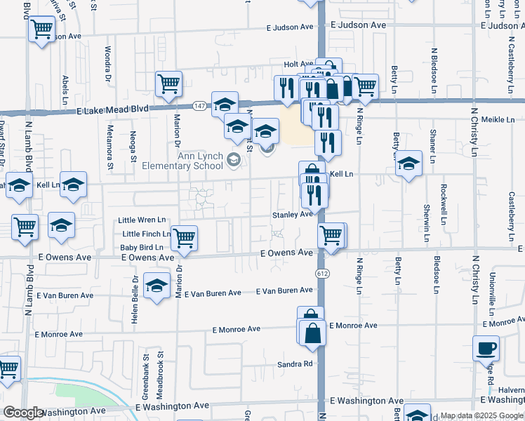 map of restaurants, bars, coffee shops, grocery stores, and more near 1660 North Lamont Street in Las Vegas