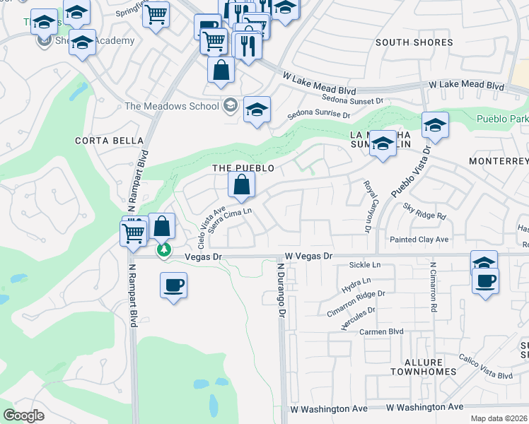 map of restaurants, bars, coffee shops, grocery stores, and more near 1700 Plata Pico Drive in Las Vegas