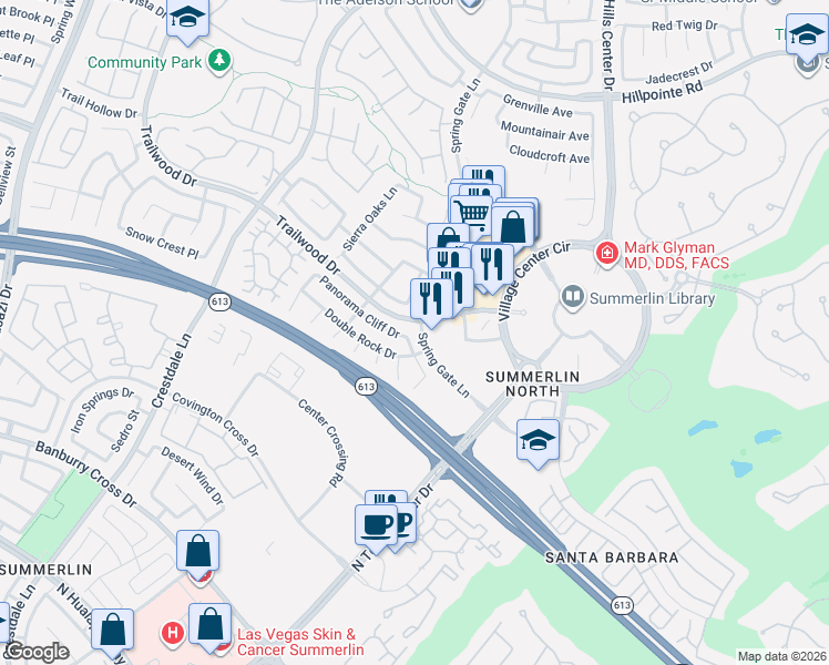 map of restaurants, bars, coffee shops, grocery stores, and more near 1704 Eagle Peak Way in Las Vegas
