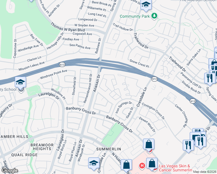 map of restaurants, bars, coffee shops, grocery stores, and more near 1708 Pacific Sandstone Place in Las Vegas
