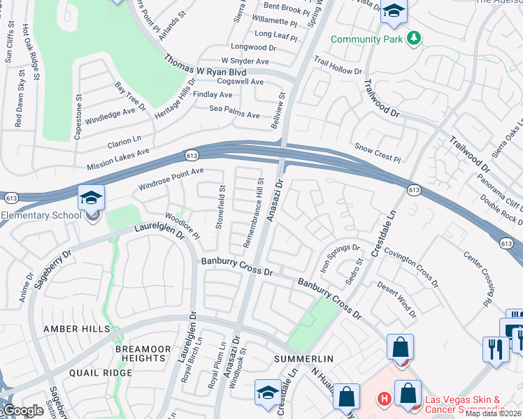 map of restaurants, bars, coffee shops, grocery stores, and more near 10436 Mountain Lodge Place in Las Vegas