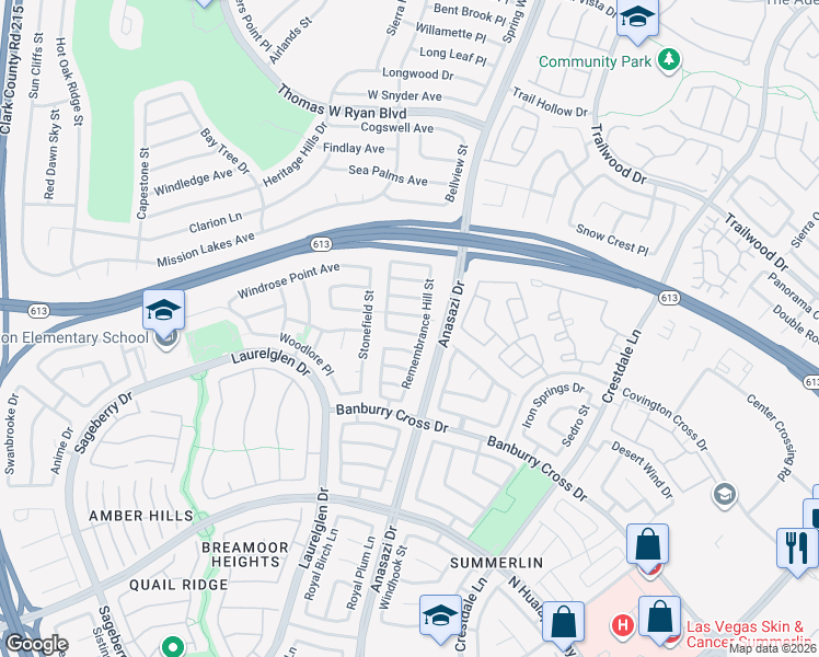 map of restaurants, bars, coffee shops, grocery stores, and more near 10513 Courtney Cove Avenue in Las Vegas