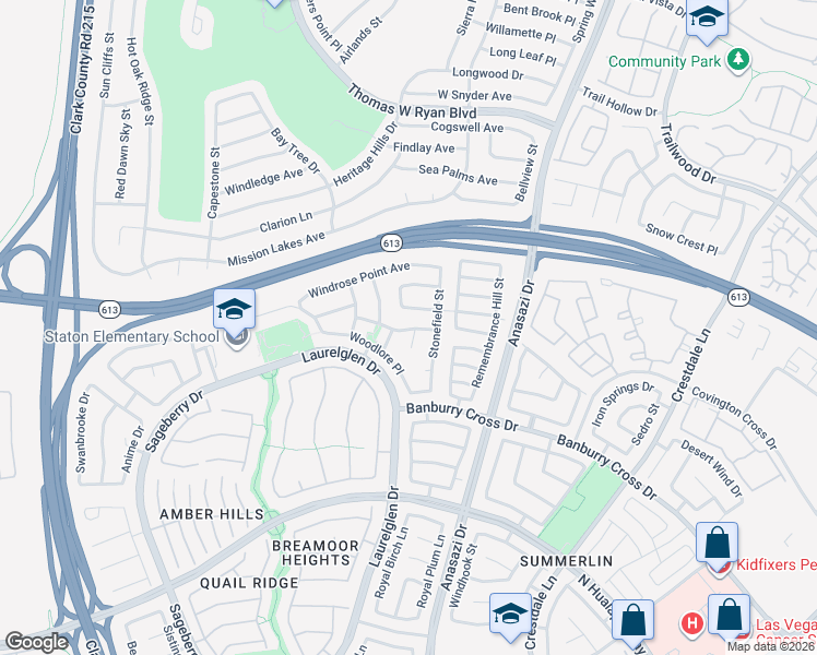 map of restaurants, bars, coffee shops, grocery stores, and more near 1716 Oak Country Lane in Las Vegas