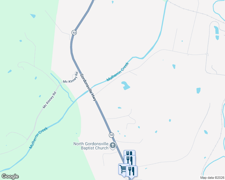 map of restaurants, bars, coffee shops, grocery stores, and more near 134 J M Z Drive in Gordonsville