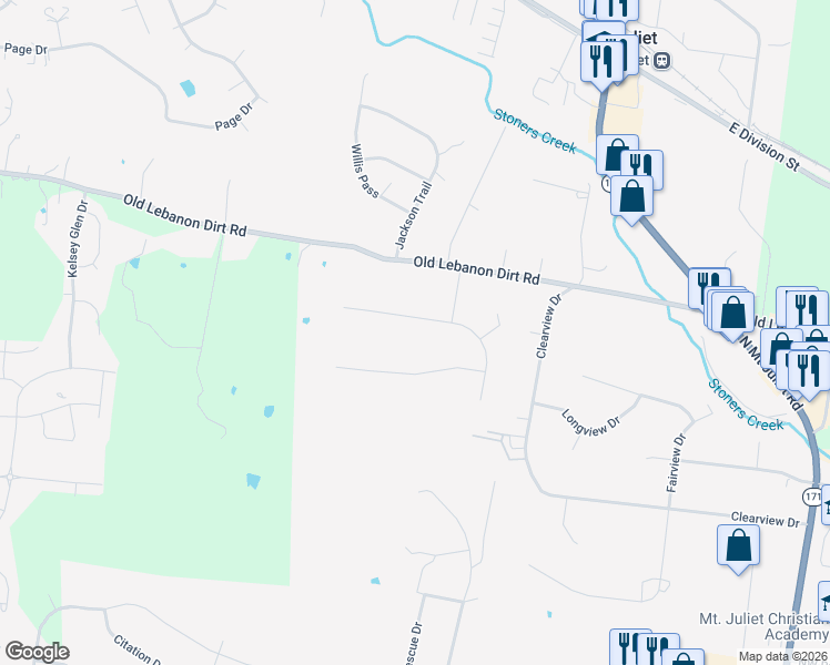 map of restaurants, bars, coffee shops, grocery stores, and more near 803 Moreland Hills Drive in Mt. Juliet